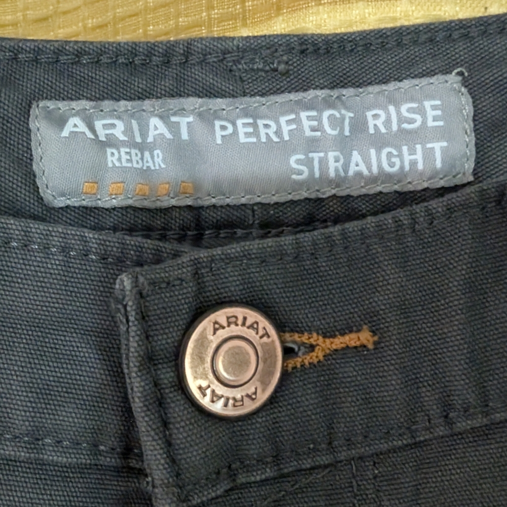 Ariat Gray Denim Womens Work Jean with Branding. Fire Proof And Soft Denim.